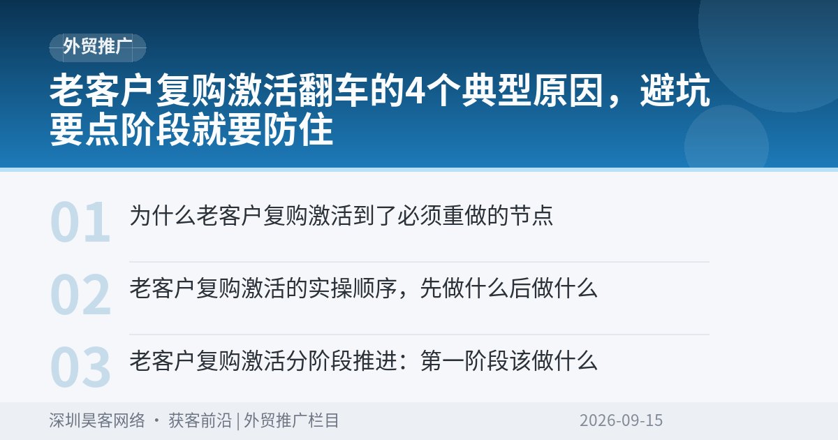 老客户复购激活翻车的4个典型原因，避坑要点阶段就要防住