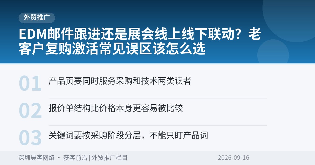 EDM邮件跟进还是展会线上线下联动？老客户复购激活常见误区该怎么选