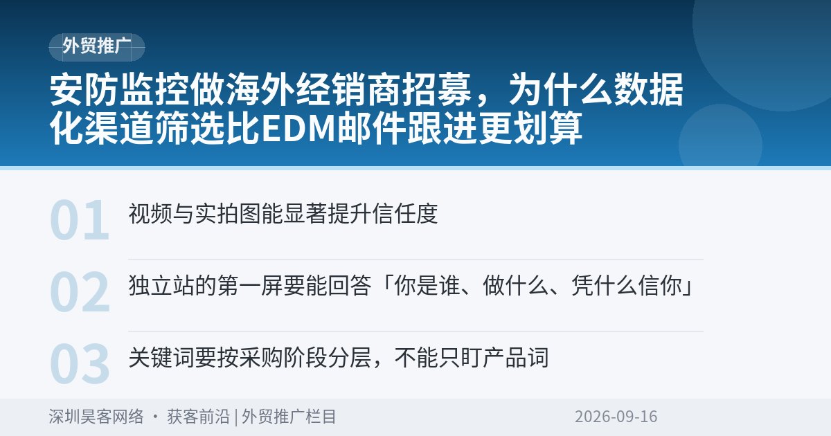 安防监控做海外经销商招募，为什么数据化渠道筛选比EDM邮件跟进更划算