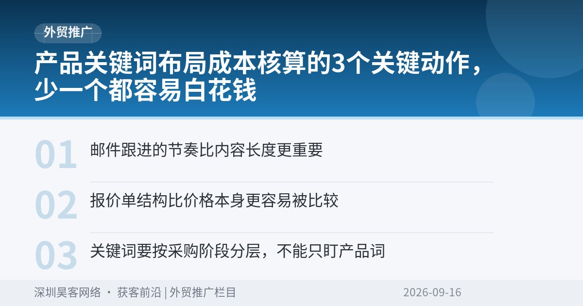 产品关键词布局成本核算的3个关键动作，少一个都容易白花钱