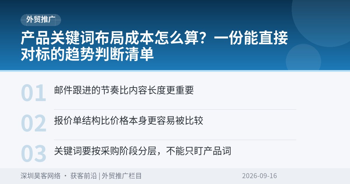 产品关键词布局成本怎么算?一份能直接对标的趋势判断清单