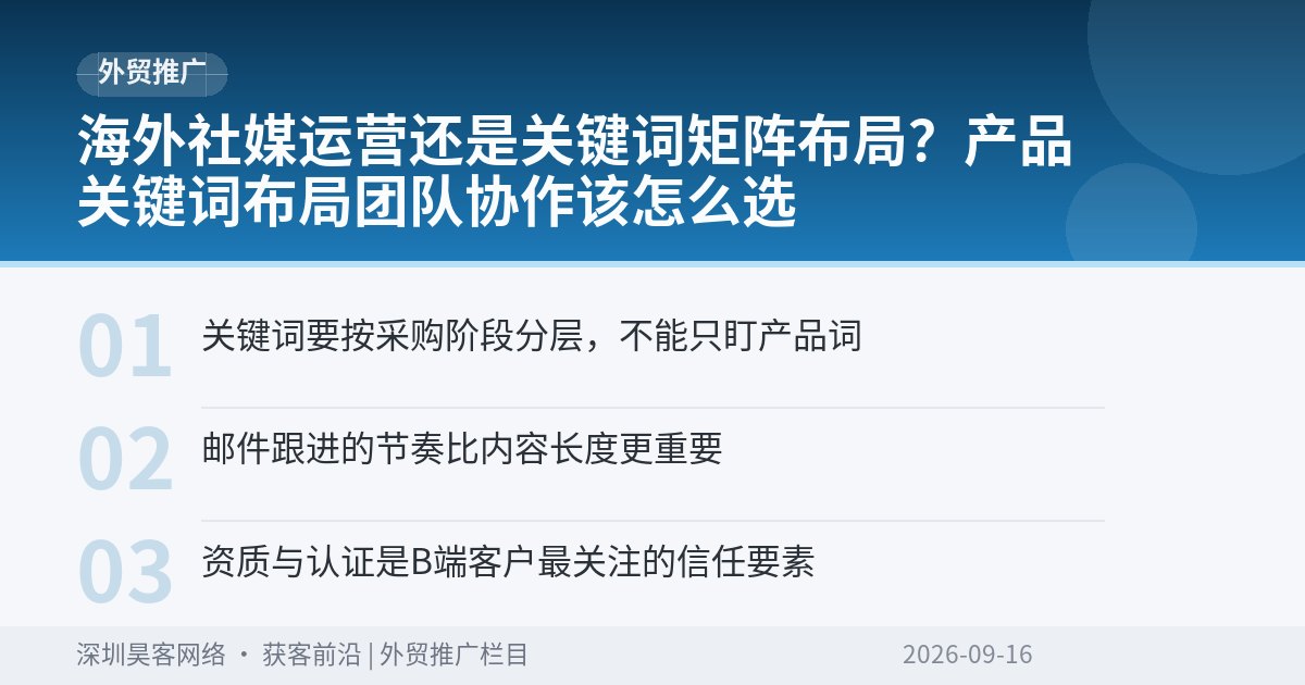海外社媒运营还是关键词矩阵布局？产品关键词布局团队协作该怎么选