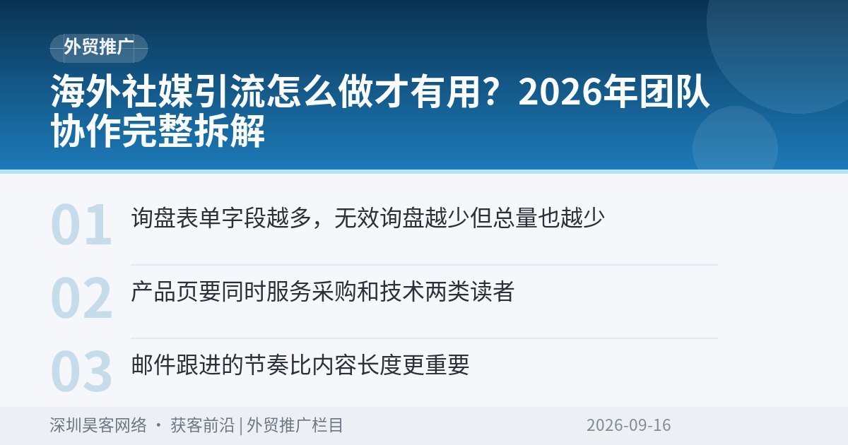 海外社媒引流怎么做才有用？2026年团队协作完整拆解