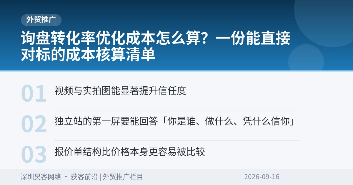 询盘转化率优化成本怎么算？一份能直接对标的成本核算清单