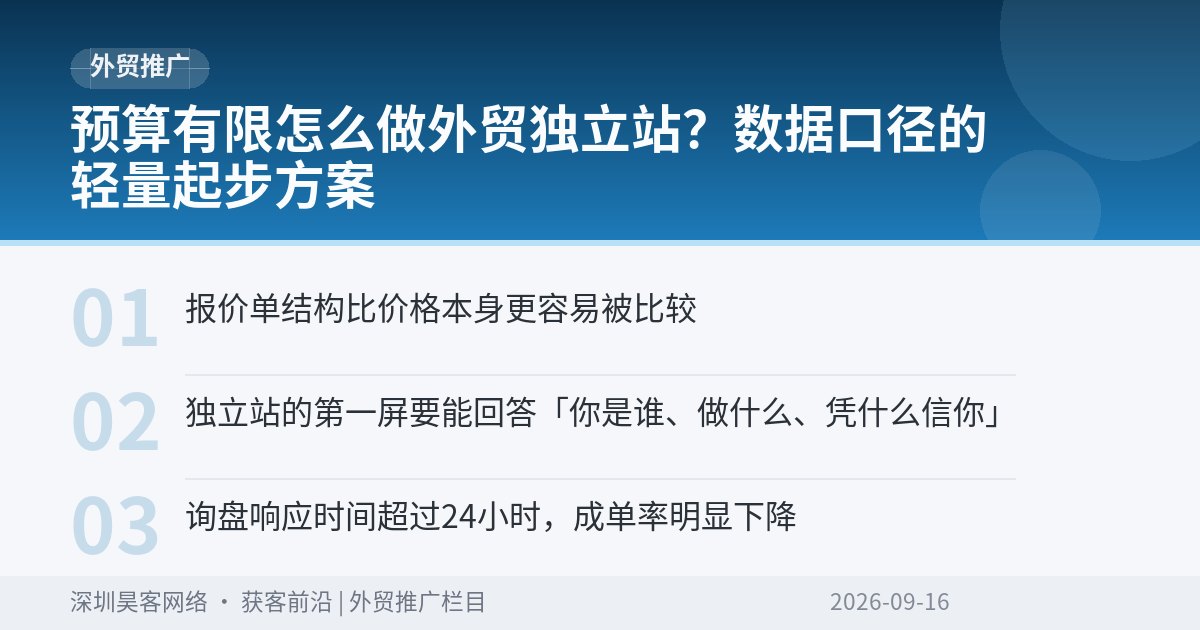 预算有限怎么做外贸独立站？数据口径的轻量起步方案