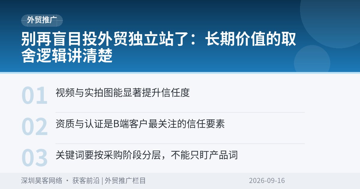 别再盲目投外贸独立站了：长期价值的取舍逻辑讲清楚