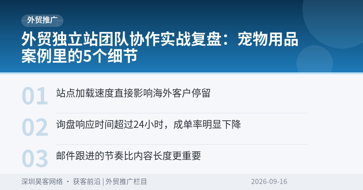 外贸独立站团队协作实战复盘：宠物用品案例里的5个细节