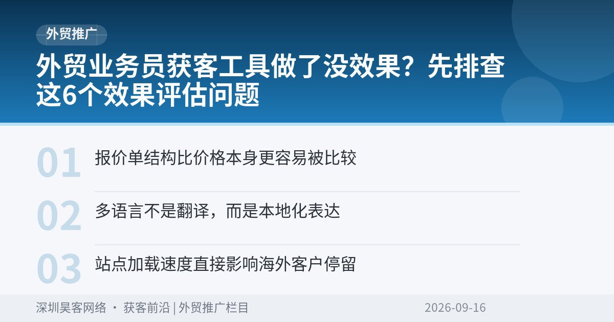 外贸业务员获客工具做了没效果？先排查这6个效果评估问题