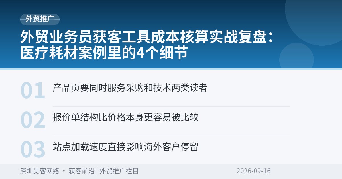 外贸业务员获客工具成本核算实战复盘:医疗耗材案例里的4个细节