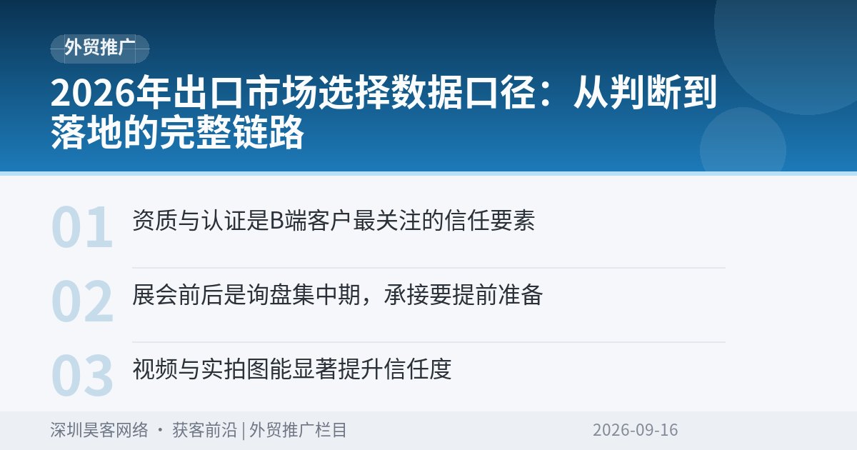 2026年出口市场选择数据口径：从判断到落地的完整链路