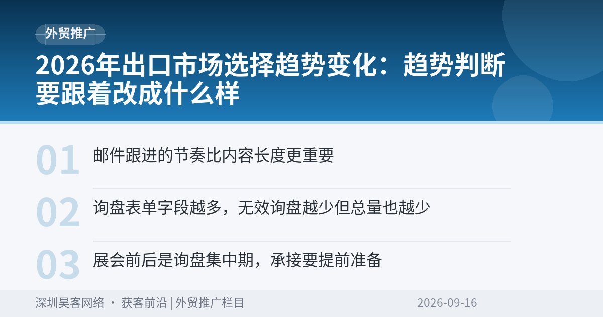 2026年出口市场选择趋势变化:趋势判断要跟着改成什么样