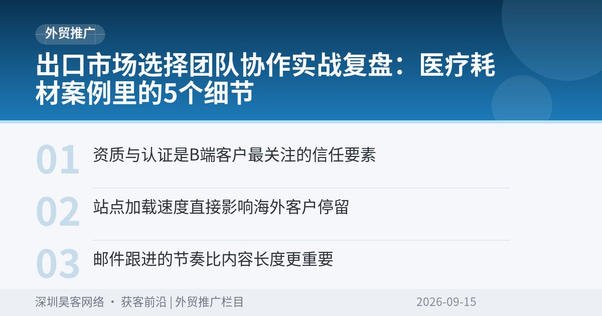 出口市场选择团队协作实战复盘：医疗耗材案例里的5个细节