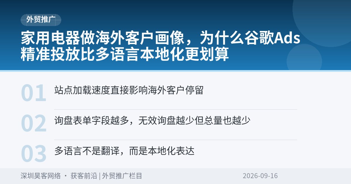 家用电器做海外客户画像,为什么谷歌Ads精准投放比多语言本地化更划算