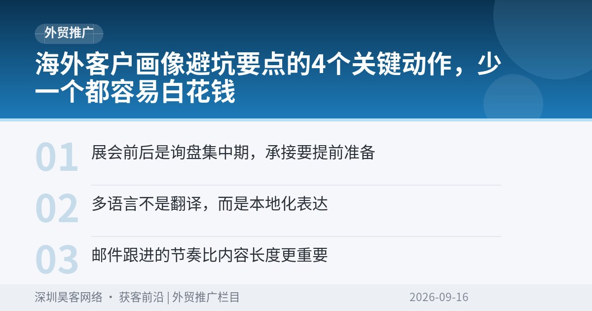 海外客户画像避坑要点的4个关键动作,少一个都容易白花钱