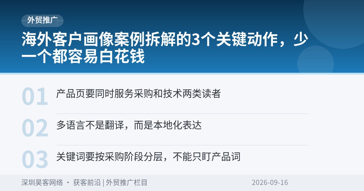海外客户画像案例拆解的3个关键动作，少一个都容易白花钱