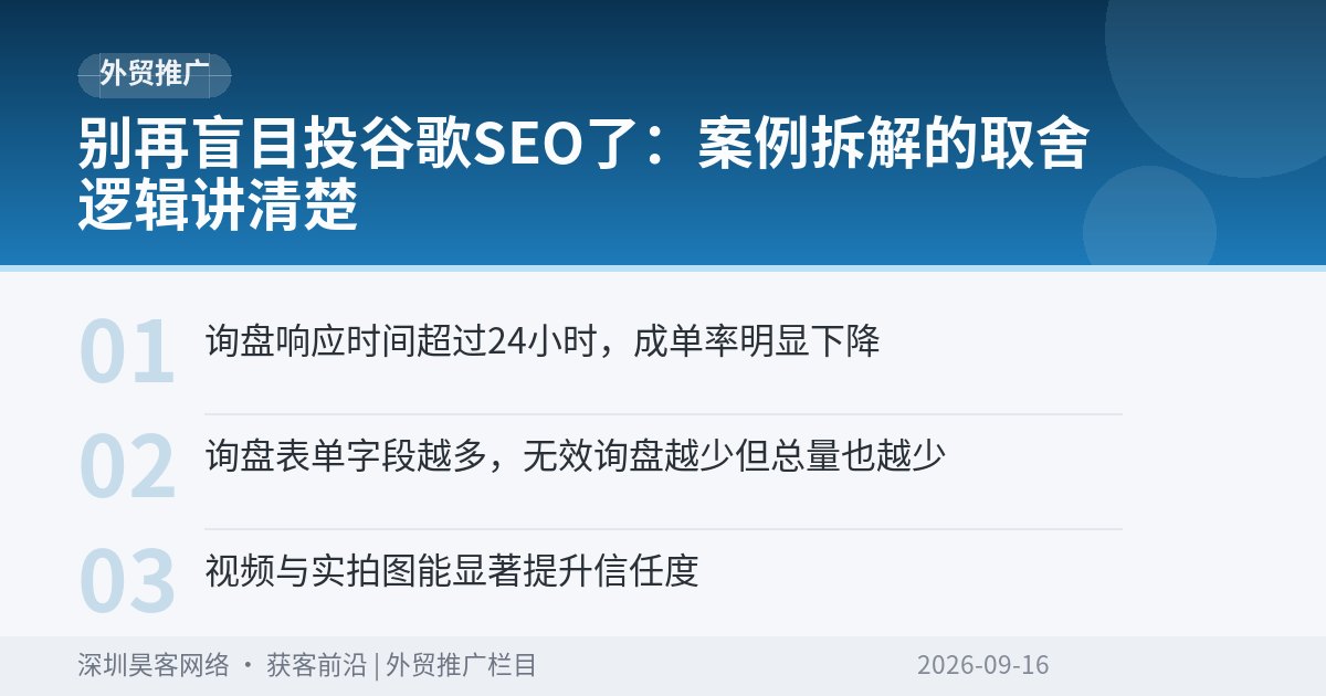 别再盲目投谷歌SEO了：案例拆解的取舍逻辑讲清楚