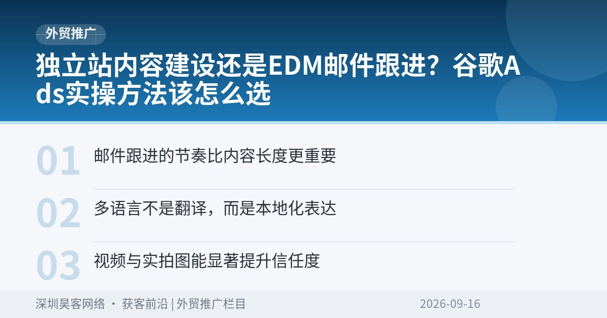 独立站内容建设还是EDM邮件跟进?谷歌Ads实操方法该怎么选