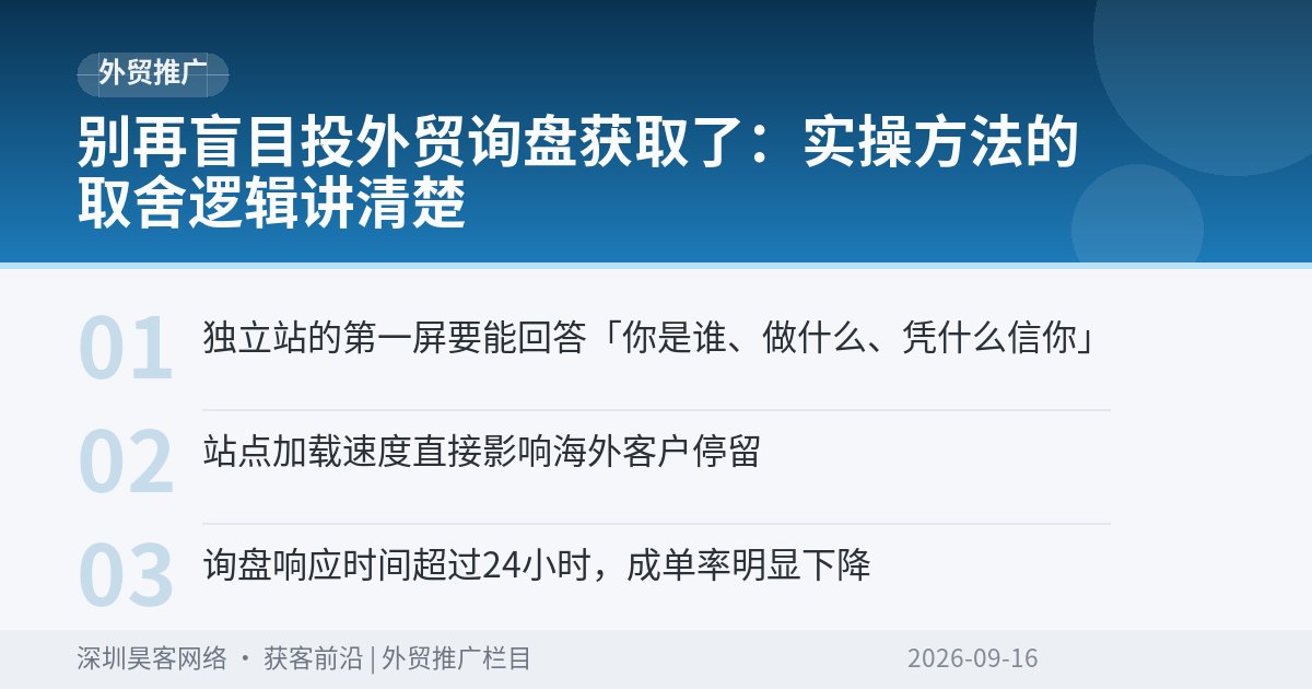 别再盲目投外贸询盘获取了:实操方法的取舍逻辑讲清楚