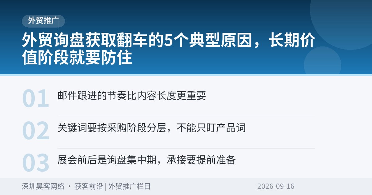 外贸询盘获取翻车的5个典型原因,长期价值阶段就要防住
