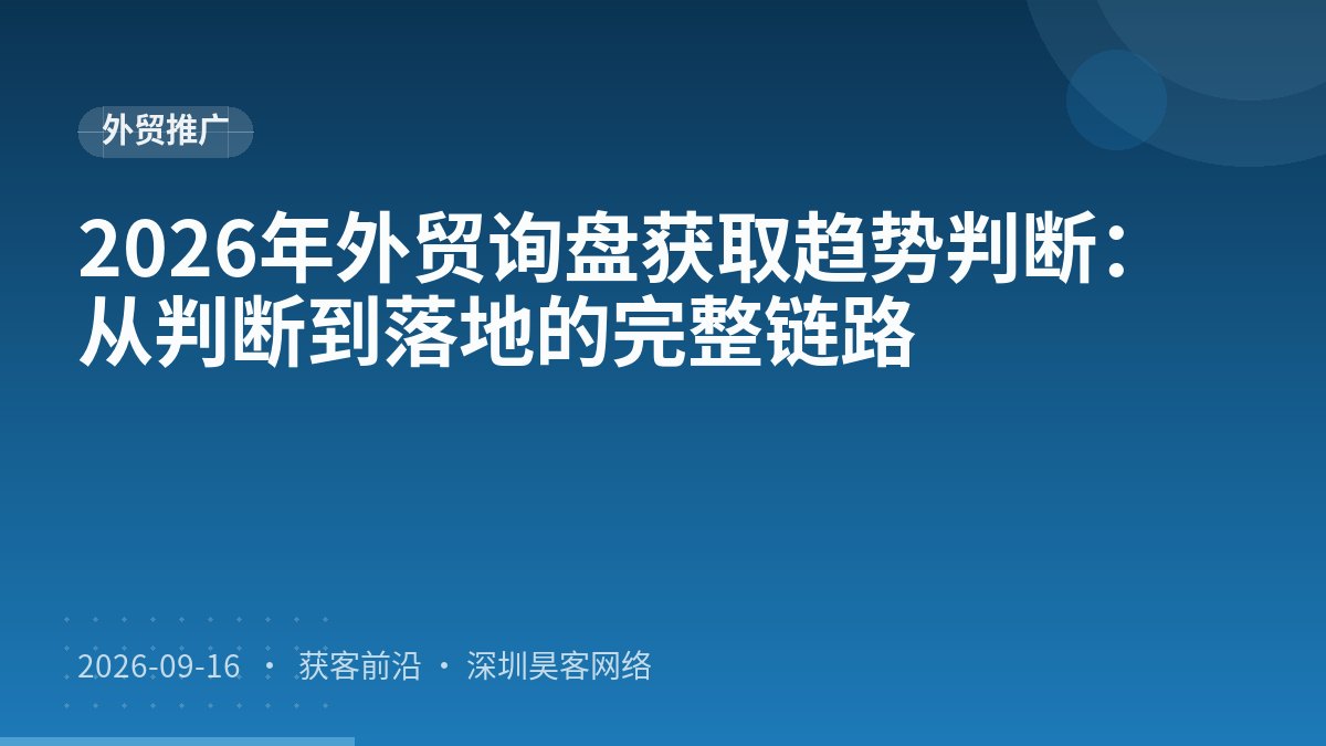 2026年外贸询盘获取趋势判断：从判断到落地的完整链路