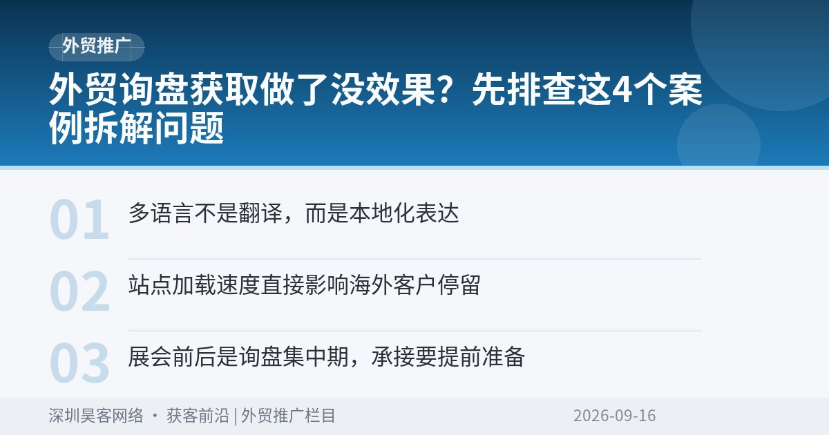 外贸询盘获取做了没效果?先排查这4个案例拆解问题