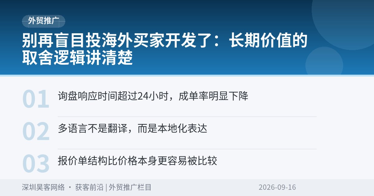 别再盲目投海外买家开发了：长期价值的取舍逻辑讲清楚