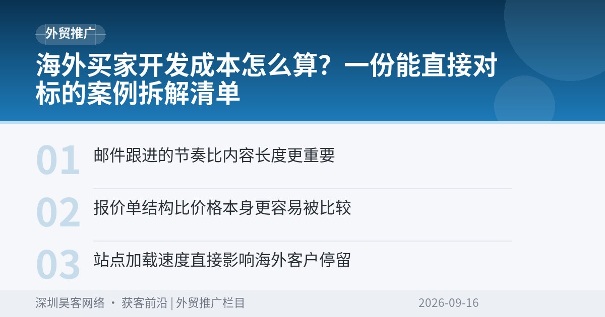 海外买家开发成本怎么算？一份能直接对标的案例拆解清单