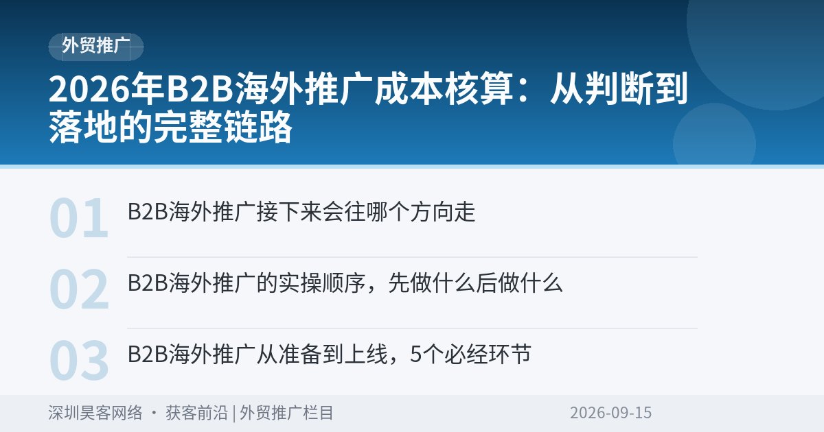 2026年B2B海外推广成本核算：从判断到落地的完整链路