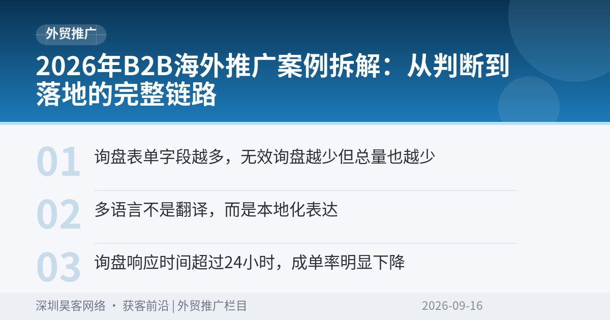 2026年B2B海外推广案例拆解：从判断到落地的完整链路