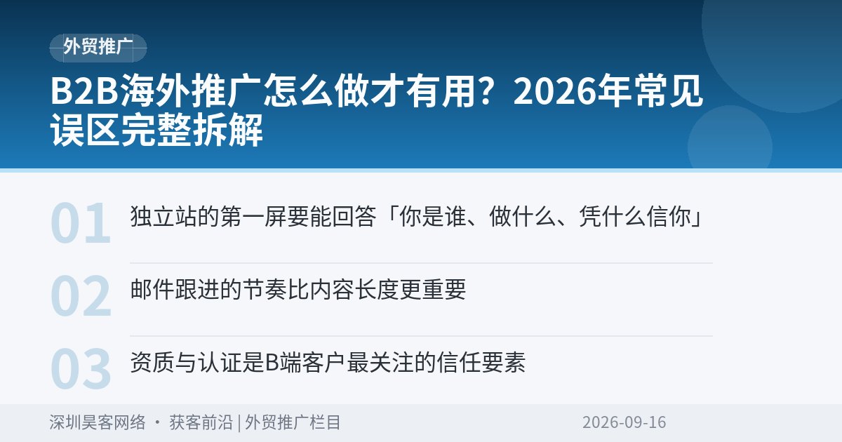 B2B海外推广怎么做才有用？2026年常见误区完整拆解