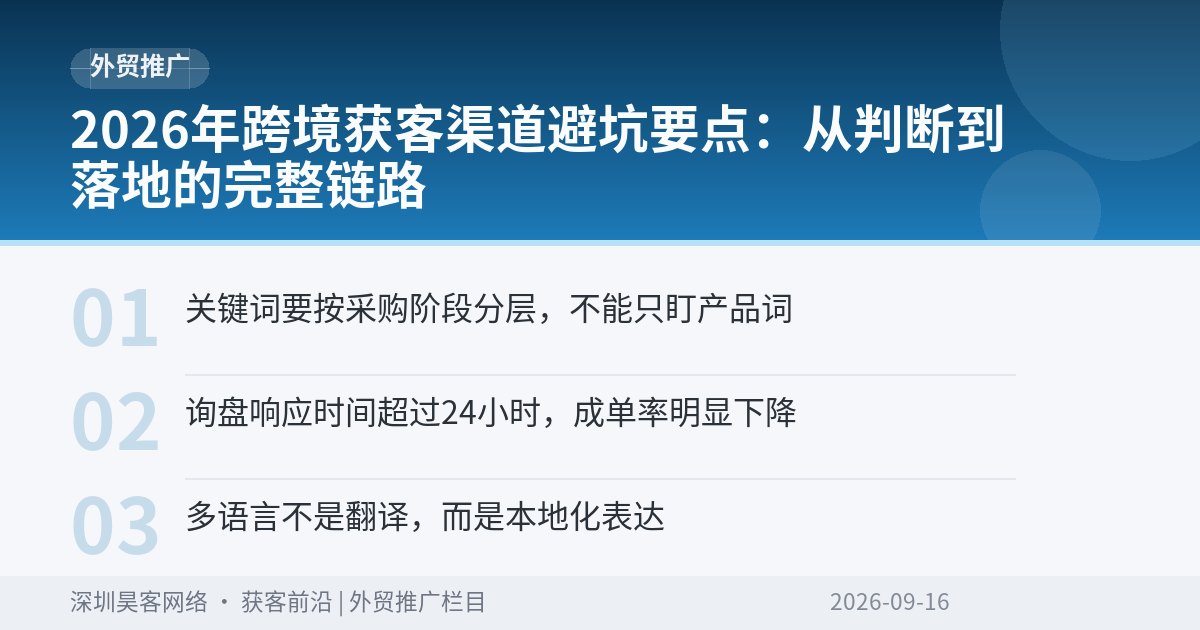 2026年跨境获客渠道避坑要点:从判断到落地的完整链路