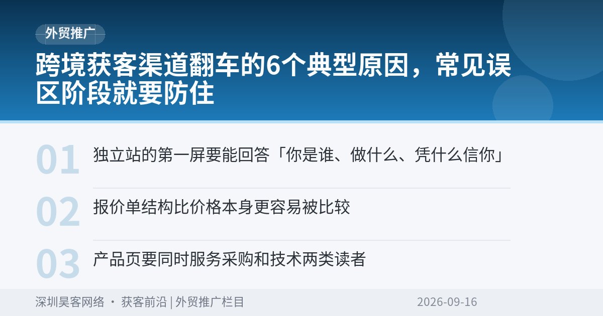 跨境获客渠道翻车的6个典型原因,常见误区阶段就要防住
