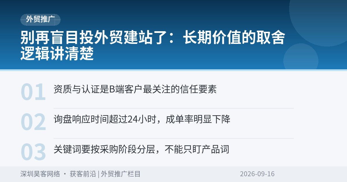 别再盲目投外贸建站了:长期价值的取舍逻辑讲清楚