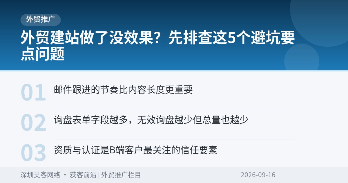外贸建站做了没效果？先排查这5个避坑要点问题