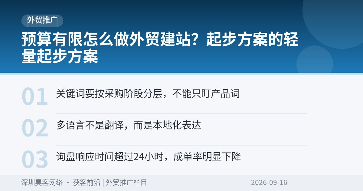 预算有限怎么做外贸建站?起步方案的轻量起步方案