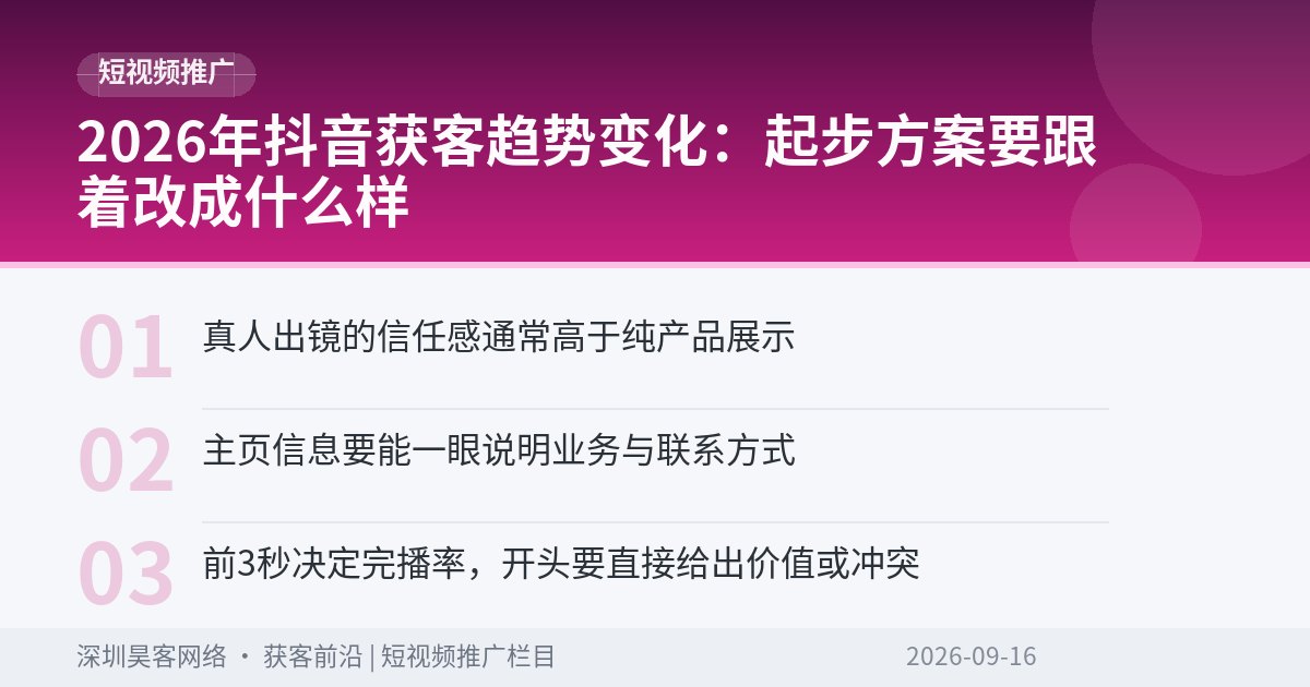 2026年抖音获客趋势变化：起步方案要跟着改成什么样