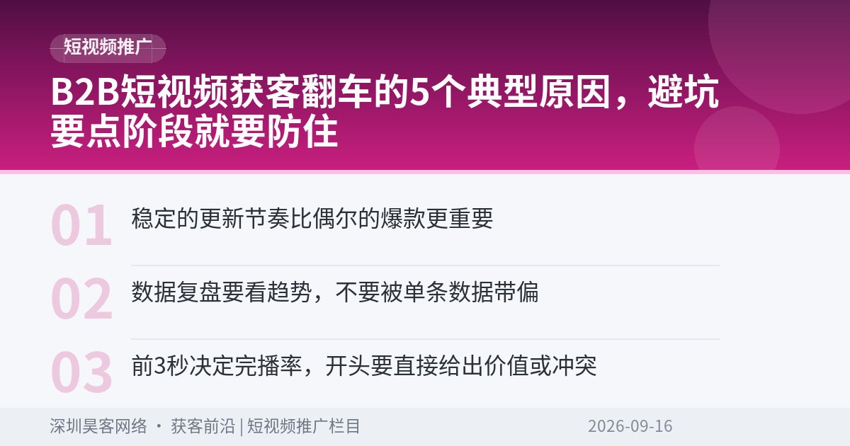 B2B短视频获客翻车的5个典型原因，避坑要点阶段就要防住