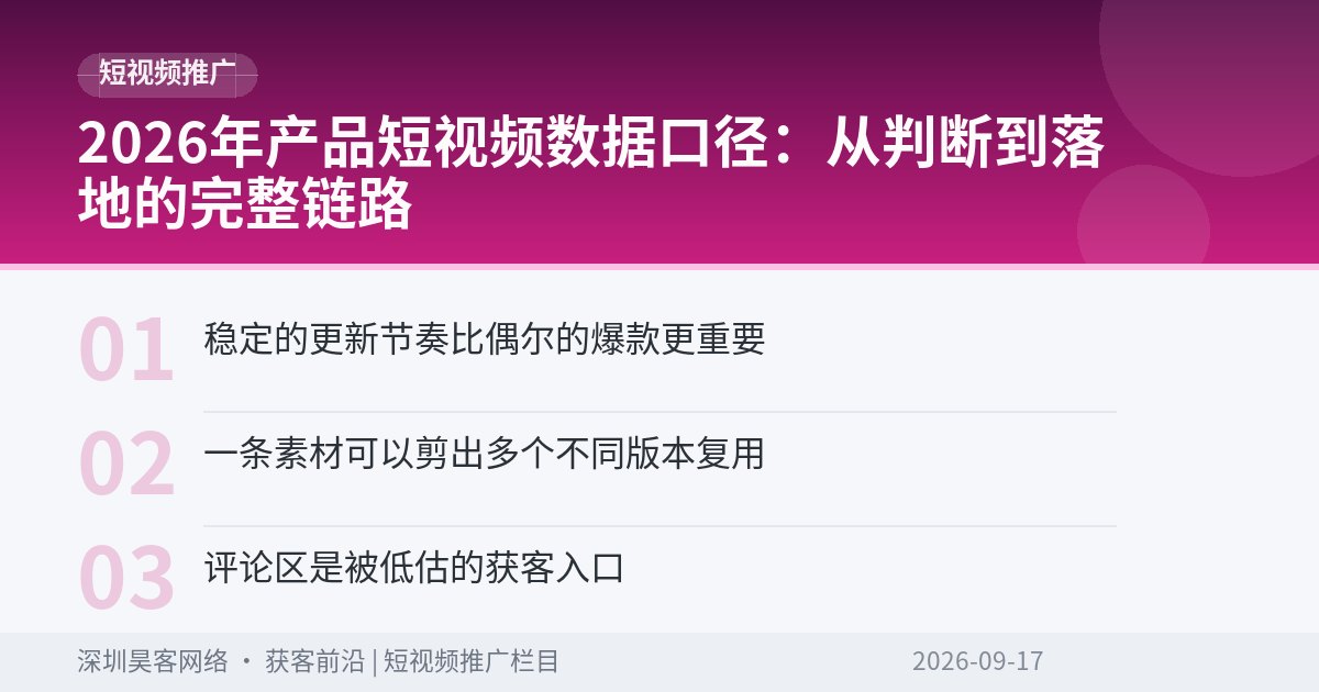 2026年产品短视频数据口径:从判断到落地的完整链路