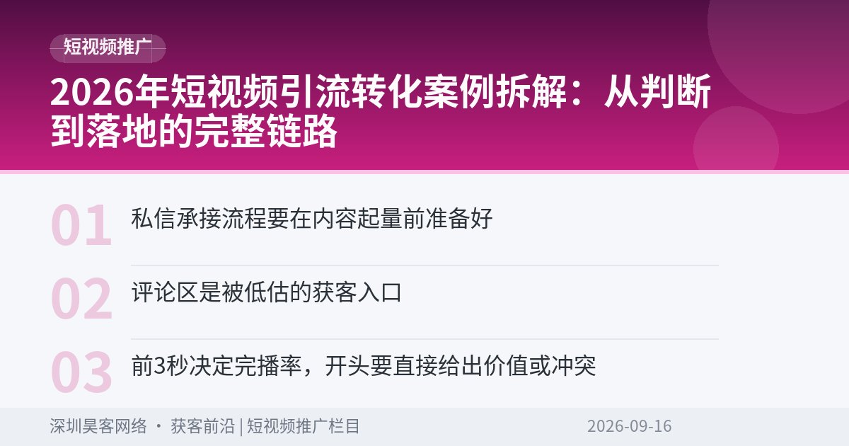 2026年短视频引流转化案例拆解:从判断到落地的完整链路