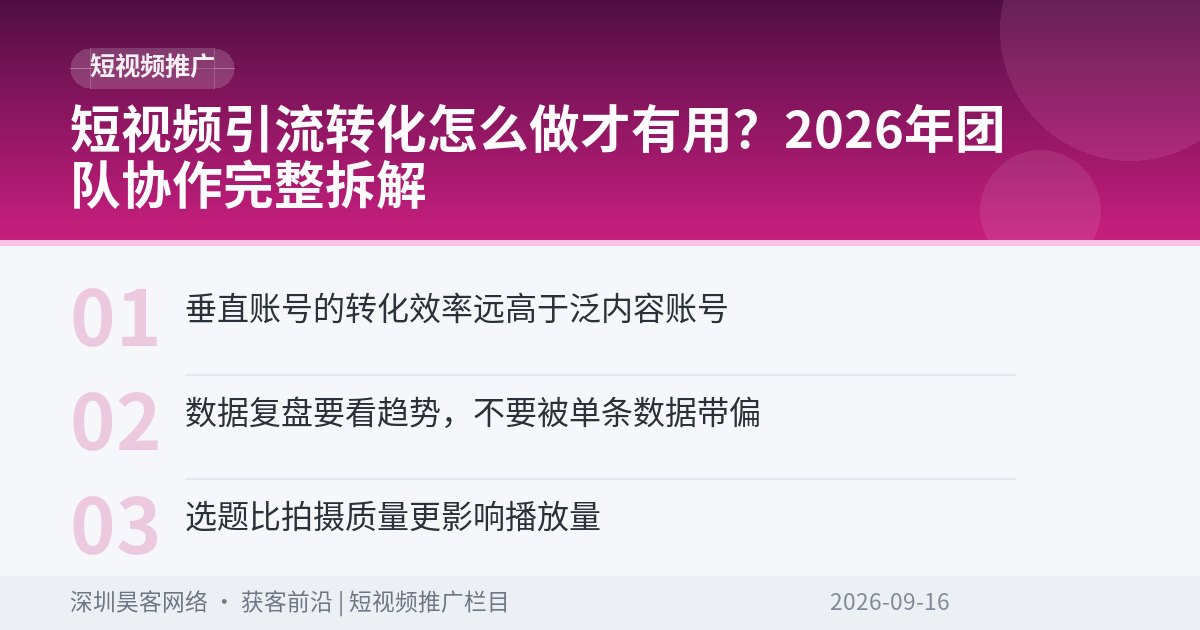 短视频引流转化怎么做才有用？2026年团队协作完整拆解