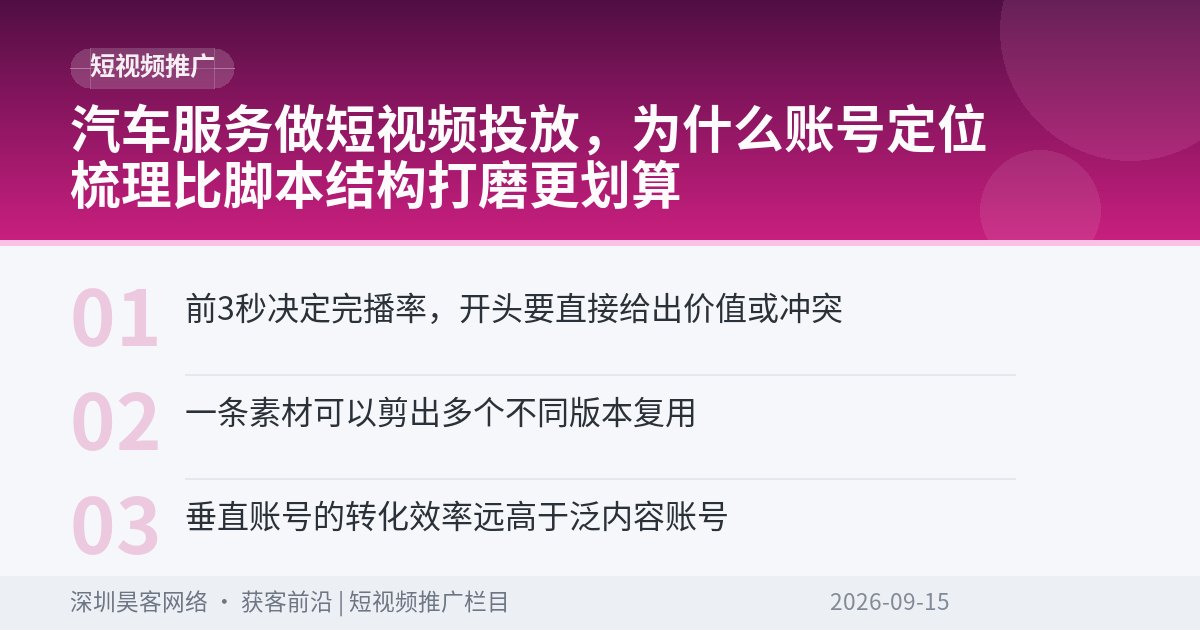 汽车服务做短视频投放，为什么账号定位梳理比脚本结构打磨更划算