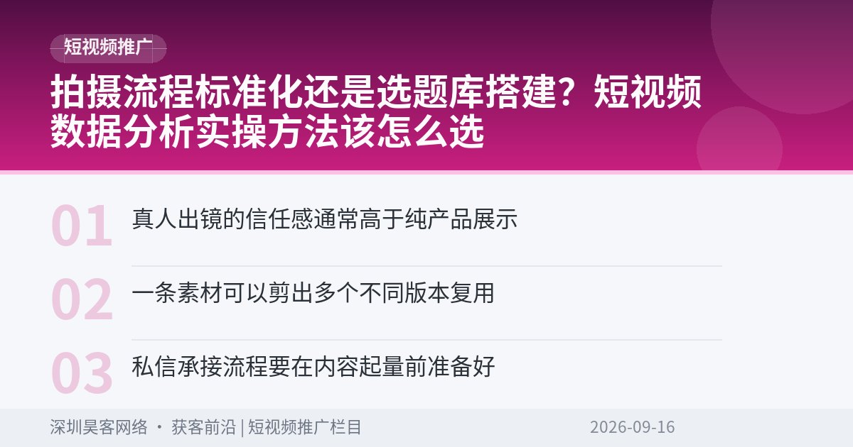拍摄流程标准化还是选题库搭建?短视频数据分析实操方法该怎么选