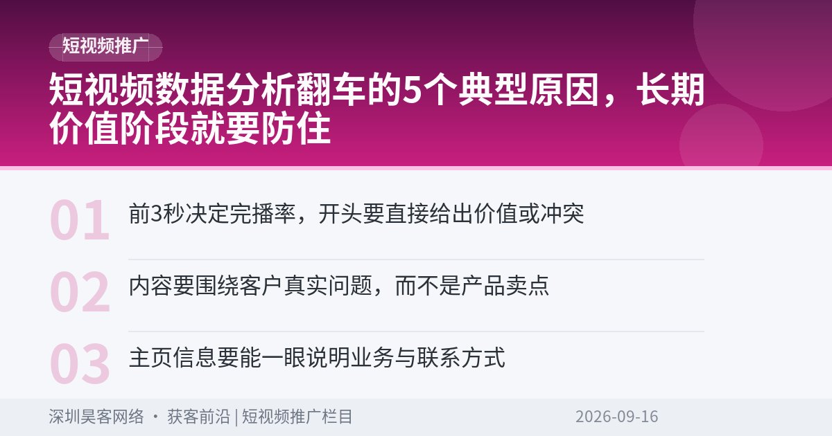 短视频数据分析翻车的5个典型原因，长期价值阶段就要防住