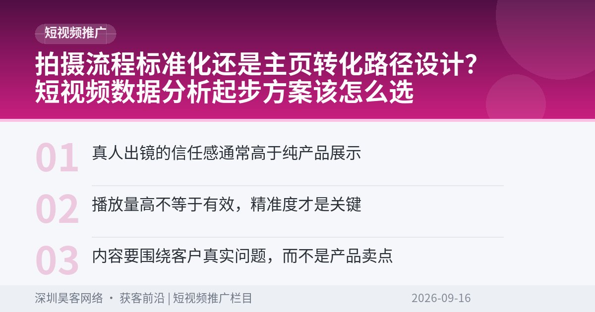 拍摄流程标准化还是主页转化路径设计？短视频数据分析起步方案该怎么选