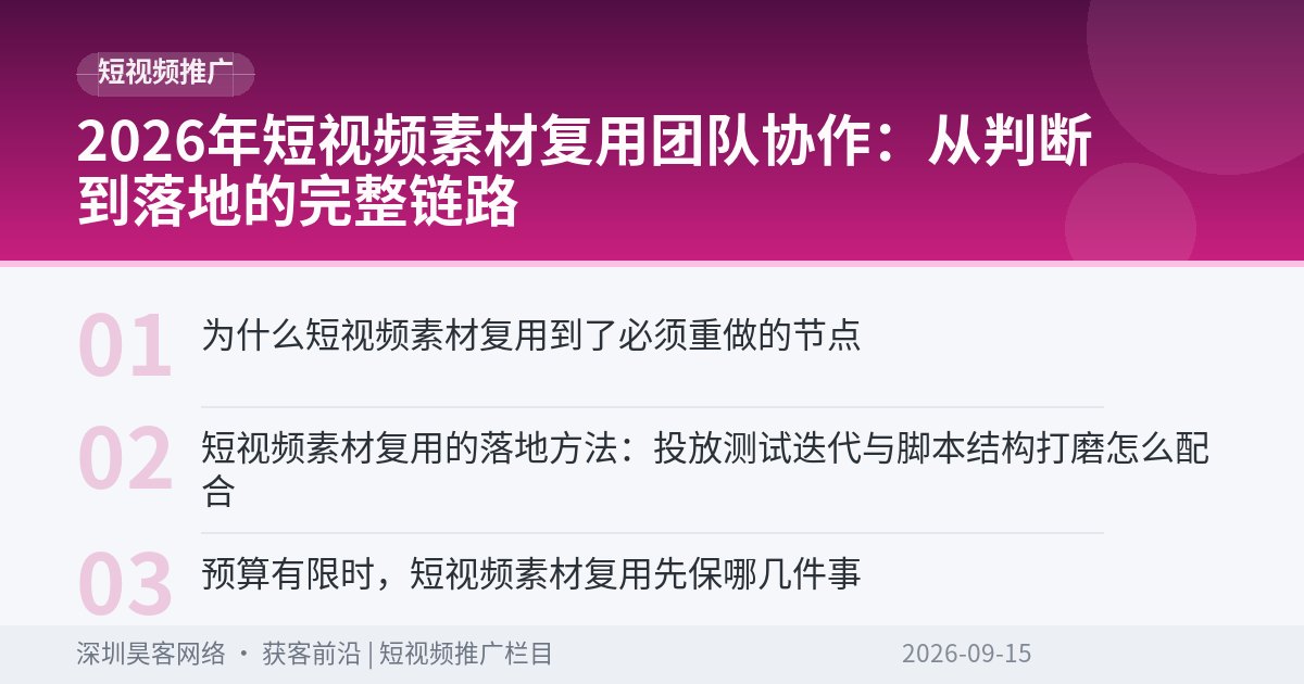 2026年短视频素材复用团队协作：从判断到落地的完整链路