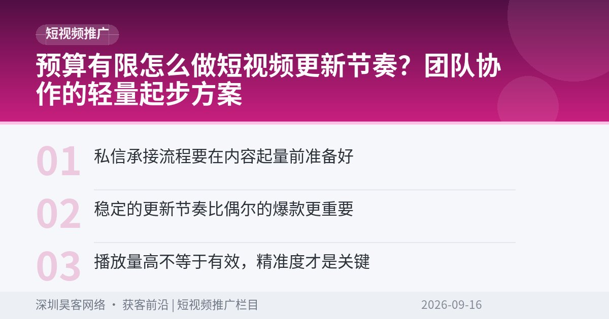 预算有限怎么做短视频更新节奏?团队协作的轻量起步方案