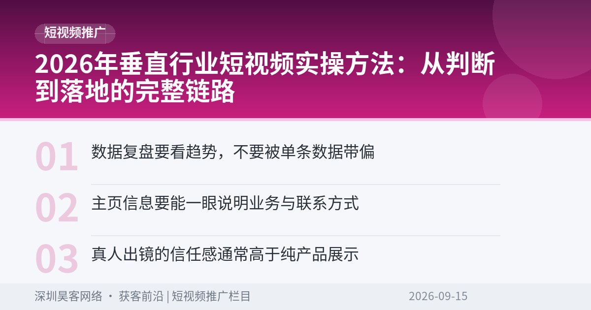 2026年垂直行业短视频实操方法：从判断到落地的完整链路