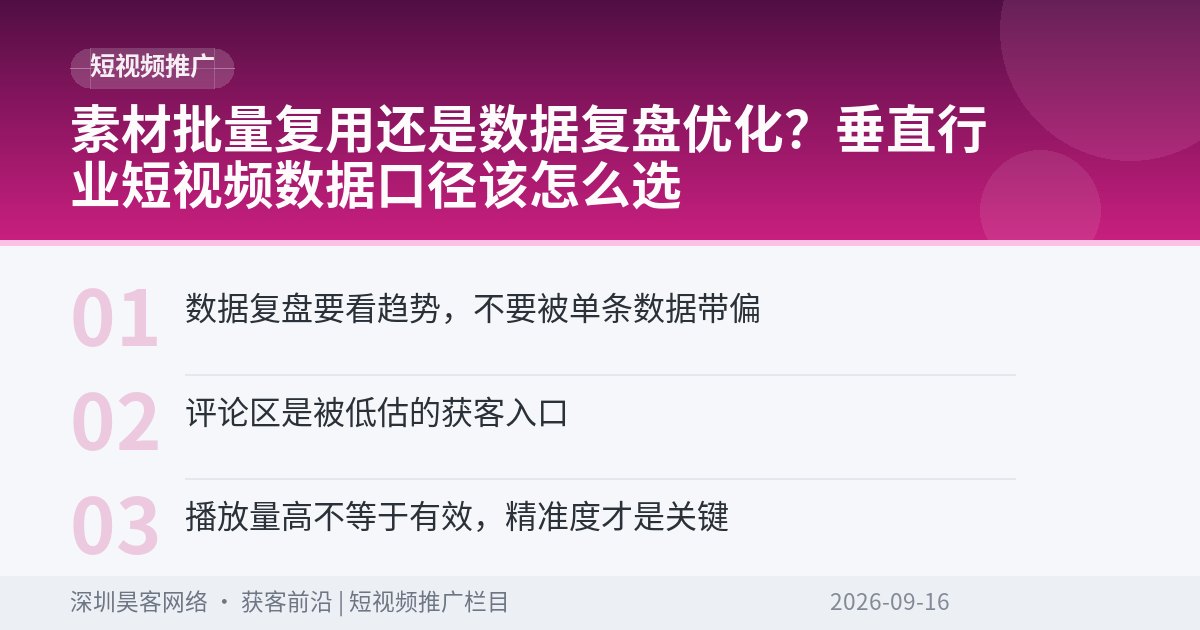 素材批量复用还是数据复盘优化？垂直行业短视频数据口径该怎么选
