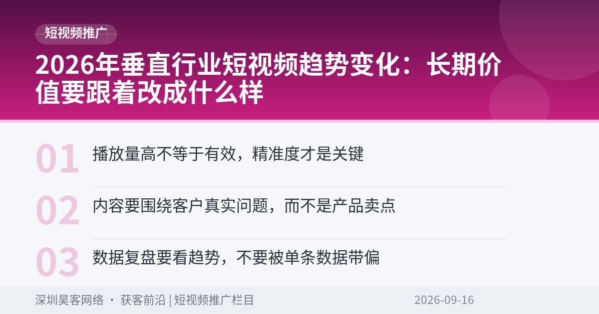 2026年垂直行业短视频趋势变化:长期价值要跟着改成什么样