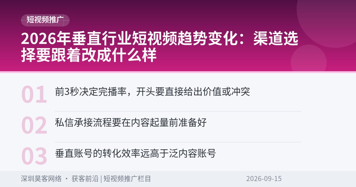 2026年垂直行业短视频趋势变化：渠道选择要跟着改成什么样